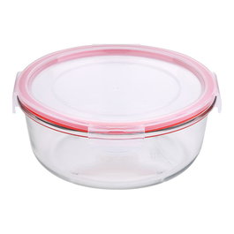 San Ignacio Fiambrera Hermética de Vidrio Borosilicato Redonda Toledo 1200 ml 4 Cierres, Apta Lavavajillas Microondas Horno