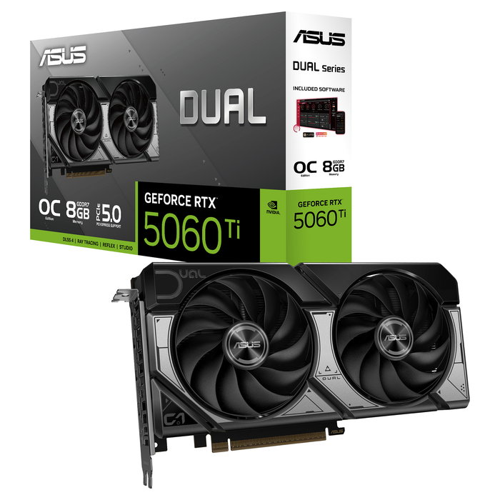 ASUS RTX 5060 Ti Dual OC 8GB GDDR7 Tarjeta Gráfica, 4608 CUDA Cores, 2632 MHz Frecuencia OC, PCI Express 5.0, 7680x4320 ASUS RTX 5060 Ti Dual OC 8GB GDDR7 Tarjeta Gráfica, 4608 CUDA Cores, 2632 MHz Frecuencia OC, PCI Express 5.0, 7680x4320