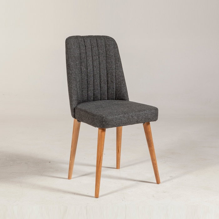 Hanah Home Silla Vina Anthracite, Atlantic, Tela Lino y Tablero Melamina, Pino Atlántico