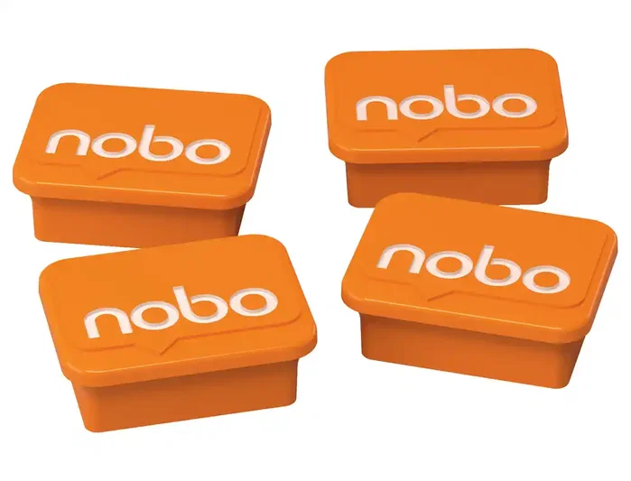 Nobo Imanes para Pizarras Magnéticas Naranja - Blister 4 Unidades