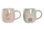 DKD Home Decor Tazas de Porcelana New Bone Mate Surtido de 2 Colores, 240ml