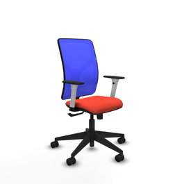 PIQUERAS Y CRESPO Silla de oficina Motilla con mecanismo Sincro, Azul y Naranja oscuro