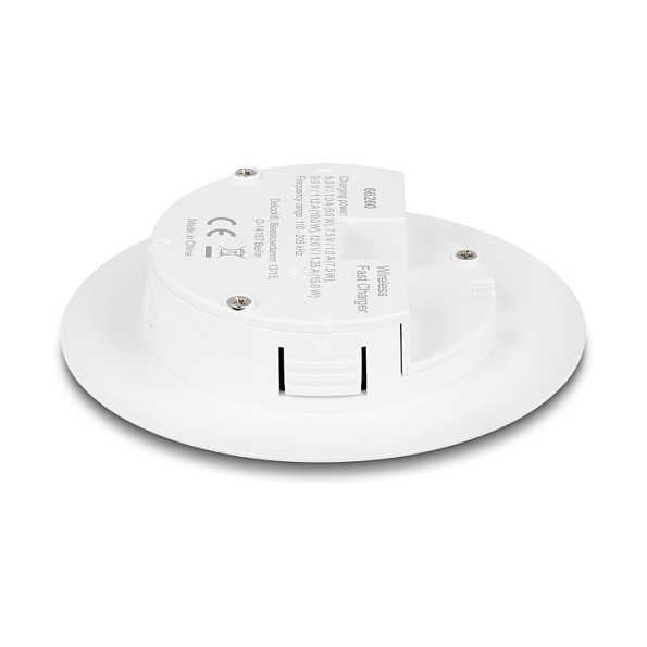 DeLOCK 66260 Cargador inalámbrico de 15 W para instalación en mesa, blanco