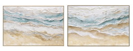 DKD Home Decor Cuadro Lienzo Abstracto Pack de 2, 150x100x3,7 cm, Azul y Blanco