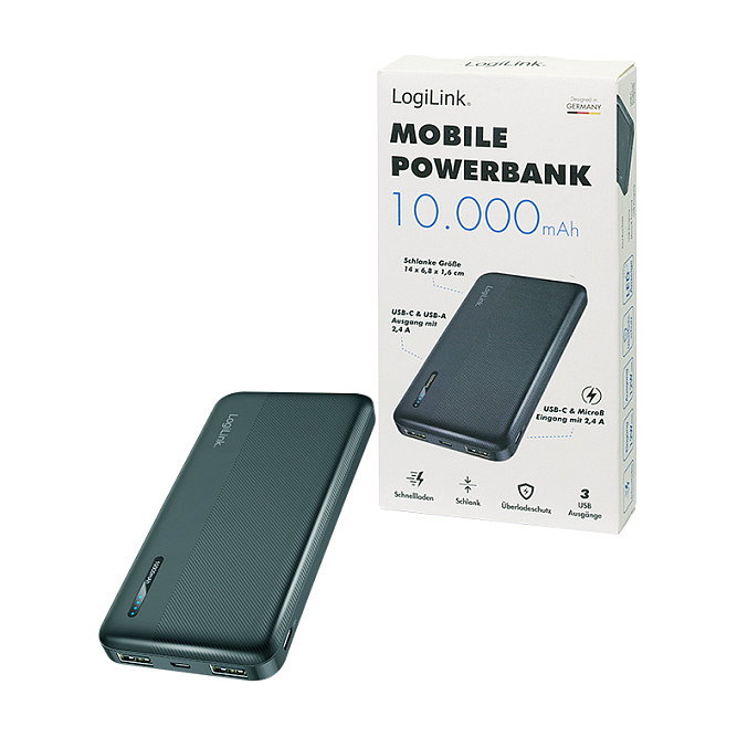LogiLink Mobile Power Bank 10.000 mAh USB-C negro