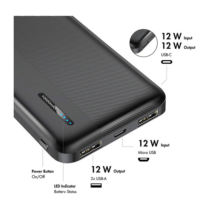 LogiLink Mobile Power Bank 10.000 mAh USB-C negro