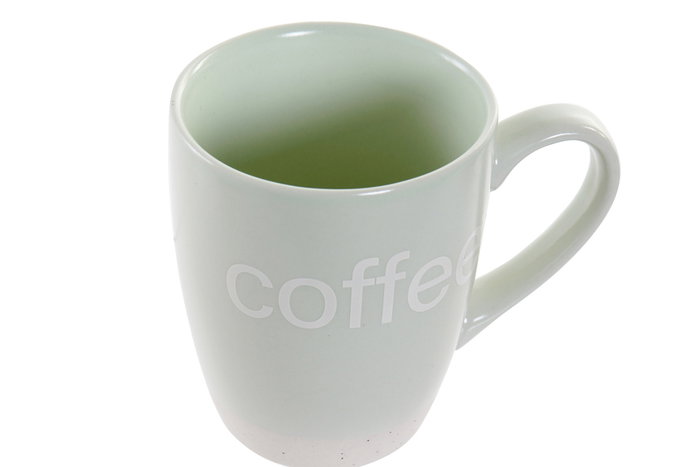 DKD Home Decor Mug Pasteles lianfeng Rosa Verde Gres Set de 6 piezas Apto microondas y lavavajillas