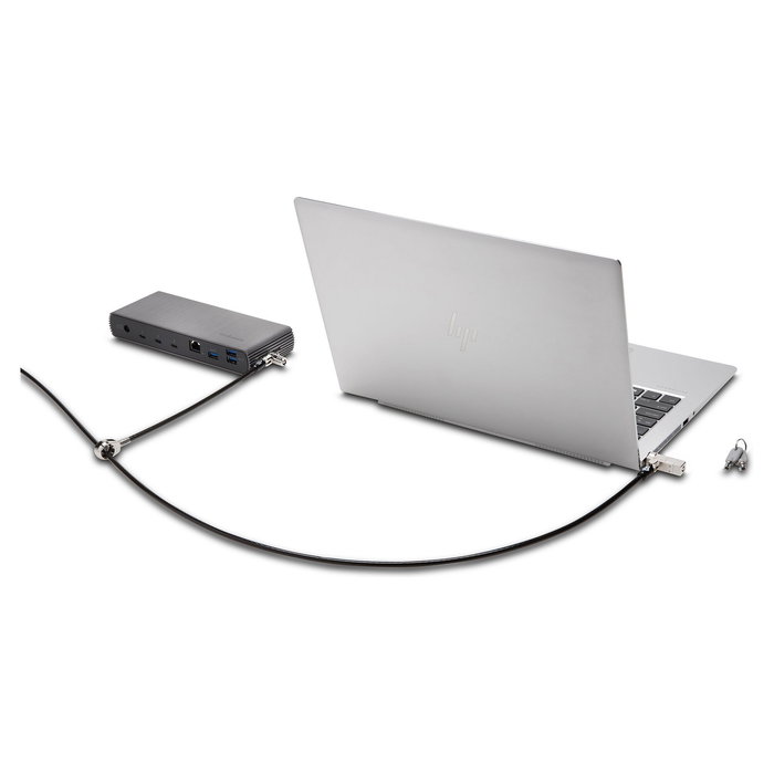 Kensington NanoSaver Slim 2.0 Candado para Portátiles con Doble Cabezal, Llave, Acero al Carbón, Plata/Negro