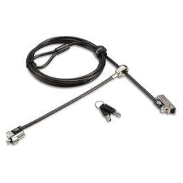 Kensington NanoSaver Slim 2.0 Candado para Portátiles con Doble Cabezal, Llave, Acero al Carbón, Plata/Negro