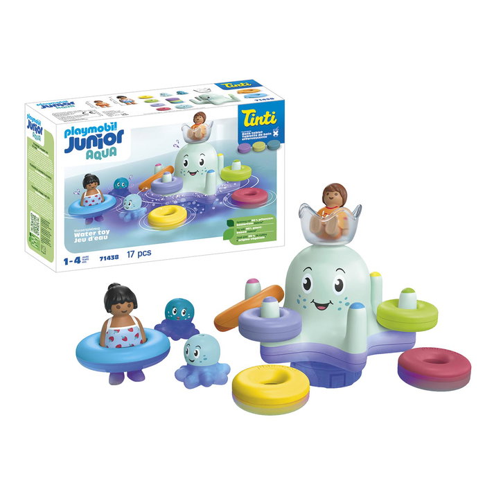 PLAYMOBIL Tinti Pulpo de Colores Junior 71438 - Set de Baño con 3 Pastillas Coloreantes y Aromáticas para Niños +12 Meses, Diversión en el Agua