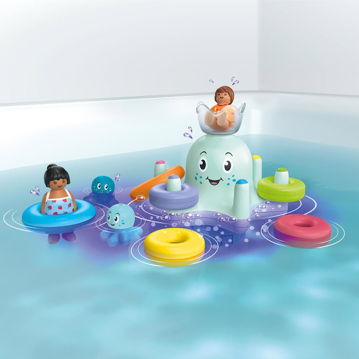 PLAYMOBIL Tinti Pulpo de Colores Junior 71438 - Set de Baño con 3 Pastillas Coloreantes y Aromáticas para Niños +12 Meses, Diversión en el Agua