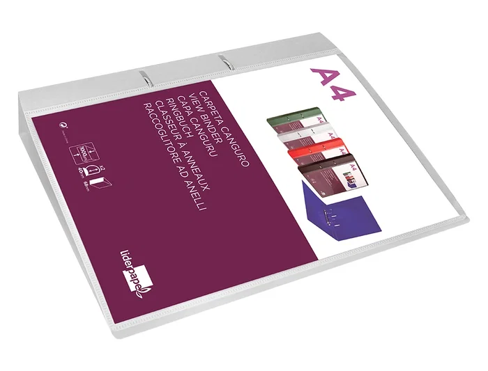 Liderpapel Carpeta Canguro 2 Anillas 40 mm Polipropileno DIN A4 Transparente