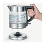 Severin WK 3468 Hervidor de Agua de Vidrio 1 Litro 2200W Negro/Acero Inoxidable/Transparente con Indicador de Nivel, Protección Contra Sobrecalentamiento y Base Giratoria 360 Grados