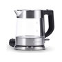 Severin WK 3468 Hervidor de Agua de Vidrio 1 Litro 2200W Negro/Acero Inoxidable/Transparente con Indicador de Nivel, Protección Contra Sobrecalentamiento y Base Giratoria 360 Grados