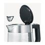 Severin WK 3468 Hervidor de Agua de Vidrio 1 Litro 2200W Negro/Acero Inoxidable/Transparente con Indicador de Nivel, Protección Contra Sobrecalentamiento y Base Giratoria 360 Grados