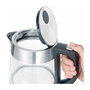 Severin WK 3468 Hervidor de Agua de Vidrio 1 Litro 2200W Negro/Acero Inoxidable/Transparente con Indicador de Nivel, Protección Contra Sobrecalentamiento y Base Giratoria 360 Grados