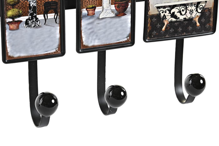 DKD Home Decor Perchero Tradicional Negro Blanco Metal 6 x 18 x 38 cm (4 Unidades)