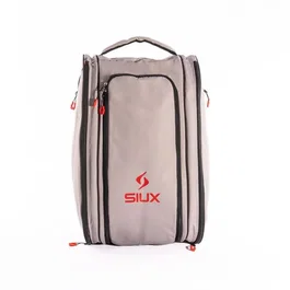 Siux Bolsa de pádel Edge 42 L Ribete blanco gris beige Capacidad 2 palas Compartimento calzado