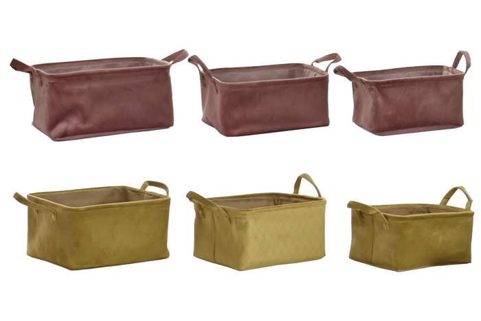 DKD Home Decor Set de 3 Cestas de Poliester 38x29x20 cm DKD Home Decor Set de 3 Cestas de Poliester 38x29x20 cm