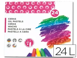 Liderpapel Lápices de Cera Semi Blandos Caja 24 Unidades Colores Surtidos Forma Hexagonal Papel Antimanchas Uso Escolar