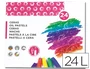 Liderpapel Lápices de Cera Semi Blandos Caja 24 Unidades Colores Surtidos Forma Hexagonal Papel Antimanchas Uso Escolar