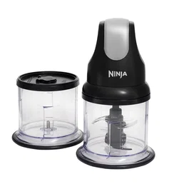 Ninja Express Chop NJ1002EUBK - Mini picadora de alimentos y batidora compacta de 200 W con 2 recipientes de 500 ml