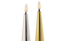 DKD Home Decor Vela Led Navidad Moderna Dorado Plateado 5.5 x 28.5 x 5.5 cm (6 Unidades)