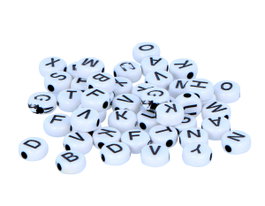 Innspiro Cuentas de letras redondas de plástico blanco 7mm, 300 unidades