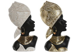DKD Home Decor Figura de Resina Africana Arami Surtido de 2 Unidades