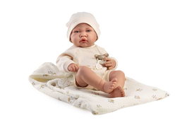 Antonio Juan Muñeca Recién Nacida Lúa Invierno 42cm con Sonido, Multilingüe (ES/UK/FR/PT/DE/NL/IT/RU/PL/AR)