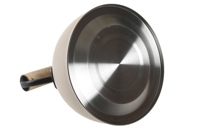 DKD Home Decor Chinalight 2025 Tetera Beige Inox Rubberwood 19 x 20.5 x 22 cm Apto Vitrocerámica Inducción Gas (2 Unidades)