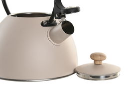DKD Home Decor Chinalight 2025 Tetera Beige Inox Rubberwood 19 x 20.5 x 22 cm Apto Vitrocerámica Inducción Gas (2 Unidades)