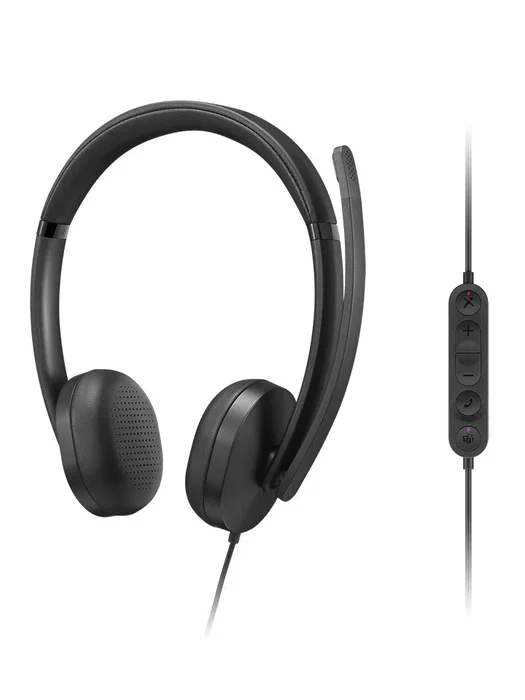 Lenovo VoIP Headset 5000 - Auriculares con Micrófono Diadema Alámbrico USB-C para Oficina/Call Center, Negro