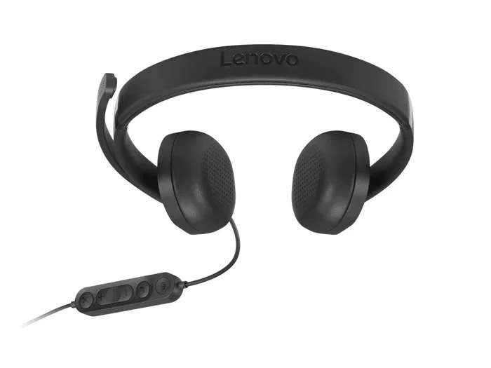Lenovo VoIP Headset 5000 - Auriculares con Micrófono Diadema Alámbrico USB-C para Oficina/Call Center, Negro