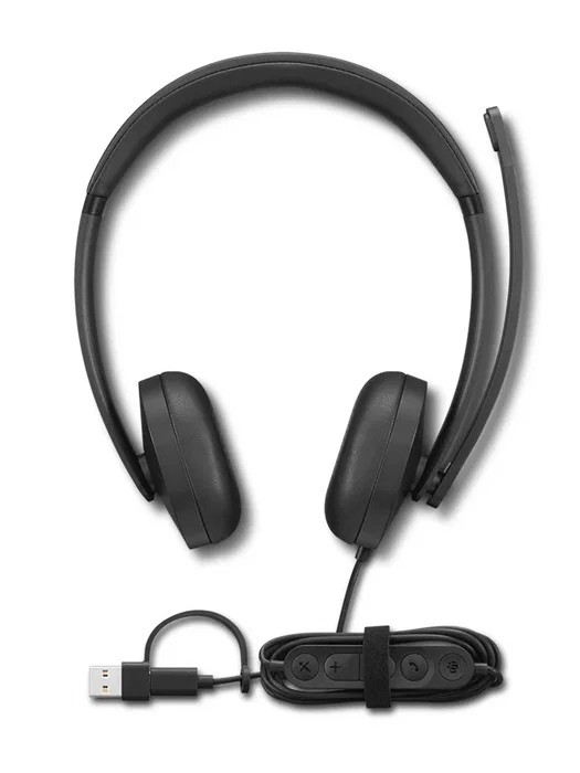 Lenovo VoIP Headset 5000 - Auriculares con Micrófono Diadema Alámbrico USB-C para Oficina/Call Center, Negro