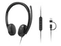 Lenovo VoIP Headset 5000 - Auriculares con Micrófono Diadema Alámbrico USB-C para Oficina/Call Center, Negro