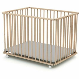 Webaby Parque plegable rectangular de 70 x 100 cm en haya cruda