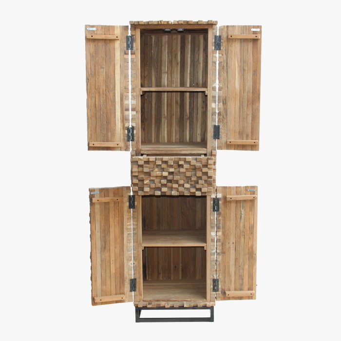 DKD Home Decor Armario Colección Cubic Teca Reciclada 45 x 180 x 50 cm
