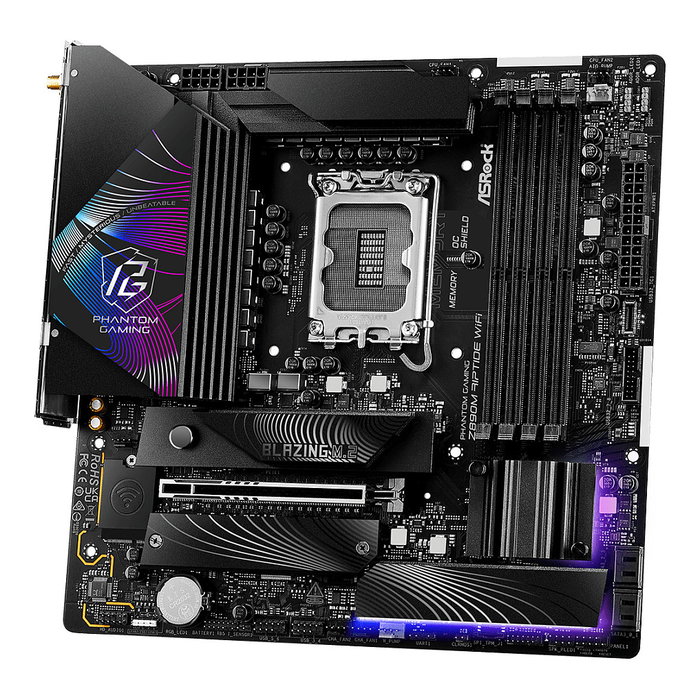 ASRock Z890M Phantom Gaming Riptide Wifi DDR5 Intel LGA 1851 Core Ultra Wi-Fi 6E (802.11ax) ASRock Z890M Phantom Gaming Riptide Wifi DDR5 Intel LGA 1851 Core Ultra Wi-Fi 6E (802.11ax)