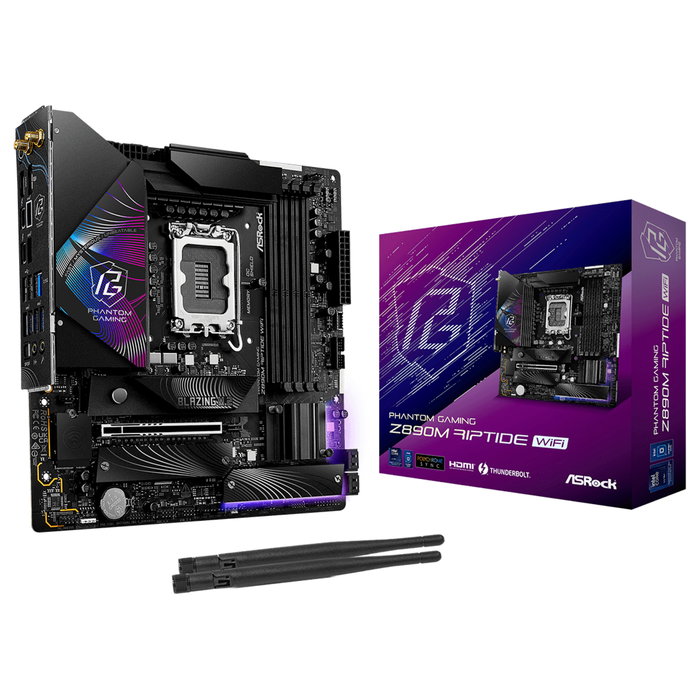 ASRock Z890M Phantom Gaming Riptide Wifi DDR5 Intel LGA 1851 Core Ultra Wi-Fi 6E (802.11ax) ASRock Z890M Phantom Gaming Riptide Wifi DDR5 Intel LGA 1851 Core Ultra Wi-Fi 6E (802.11ax)