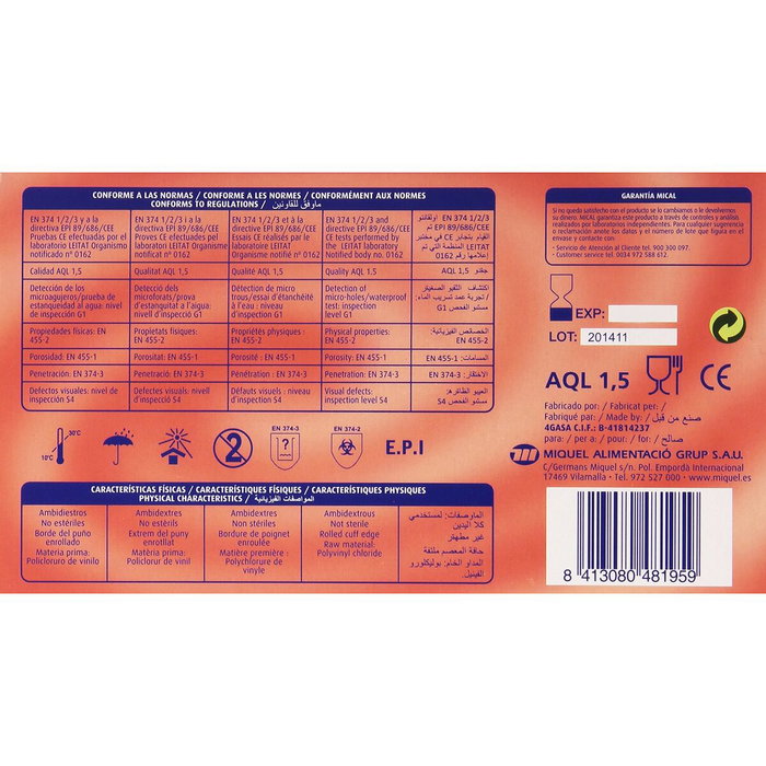 Guantes Desechables Mical VINILO TALLA M M (100 Unidades)