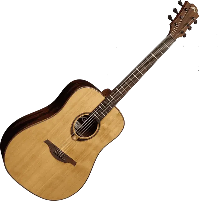 LAG Guitarra Acústica Dreadnought Tramontane 118 - Tapa de Cedro Rojo Macizo, Fondo y Laterales Khaya, Acabado Natural Brillante