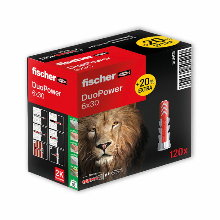 Fischer DuoPower 6x30 Tacos (Pack de 120 unidades)