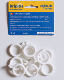BRIPLAS Anillas para Cortina de Baño Tipo Universal, 10 Unidades, Blanco