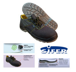 SIFER Zapato de Seguridad de Piel Serraje S1P Nº41