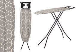 Kipit Tabla de Planchar Geometríca 105x30 cm Gris y Blanca con Estructura Metálica y Tela (Set de 4)