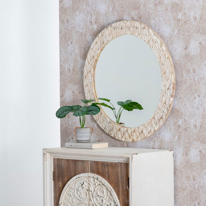 Espejo Pared Blanco Rozado Madera 76 X 2 X 76 cm Espejo Pared Blanco Rozado Madera 76 X 2 X 76 cm