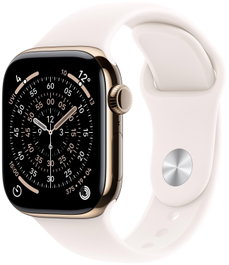 Apple Watch Series 11 GPS + Cellular 42mm Gold Titanium Case | Light Blush Sport Band - M/L