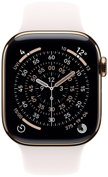 Apple Watch Series 11 GPS + Cellular 42mm Gold Titanium Case | Light Blush Sport Band - M/L