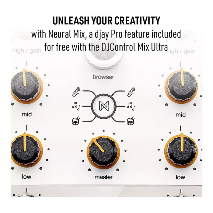 Hercules DJCONTROL MIX ULTRA Controladora DJ para Smartphone Android iOS con App djay, 10h Batería, 8 Pads, EQ, Faders, Jog Wheels